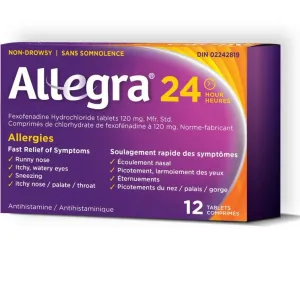 Allegra 24 Hour Allergy Relief 12 Tablets Cough and Cold