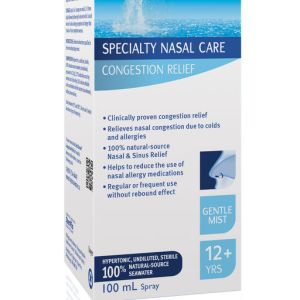 Hydrasense Hydrasense Congestion Relief Nasal Spray, Specialty Nasal Care, Fast Relief Of Nasal Congestion, 100% Natural Source Seawater, Preservative Nasal Rinses, Sprays and Strips