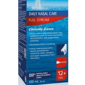 Hydrasense Hydrasense Full Stream Nasal Spray, Daily Nasal Care, Fast Relief Of Nasal Congestion, 100% Natural Source Seawater, Preservative-free, 100 Nasal Rinses, Sprays and Strips