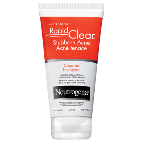 Neutrogena Rapid Clear Stubborn Acne Facial Cleanser, Benzoyl Peroxide Acne Treatment Face Wash 125ml