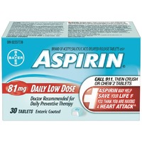 Aspirin ASPIRIN 81mg, Daily Low Dose Enteric Coated Tablets, 30 Tablets 30.0 TAB Analgesics and Antipyretics