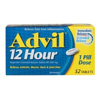 Advil Advil 12 Hour Tablets for Extended Pain Relief, 600 Mg Ibuprofen, 52 Count 52.0 Count Analgesics and Antipyretics