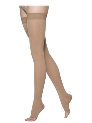 Sigvaris 30-40 MmHg Open Toe Light Beige (Crispa) Small Short Select Comfort 860 Thigh W/Grip-Top - 863NSSO66