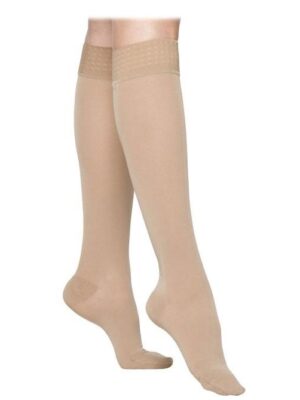 Sigvaris 30-40 MmHg Silicone Border Open Toe Light Beige (Crispa) Medium Long Select Comfort 860 Calf - 863CMLO66/S