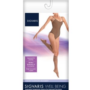 SIGVARIS Sheer Fashion Knee High Compression Socks, 15-20mmHg, Size B, Black
