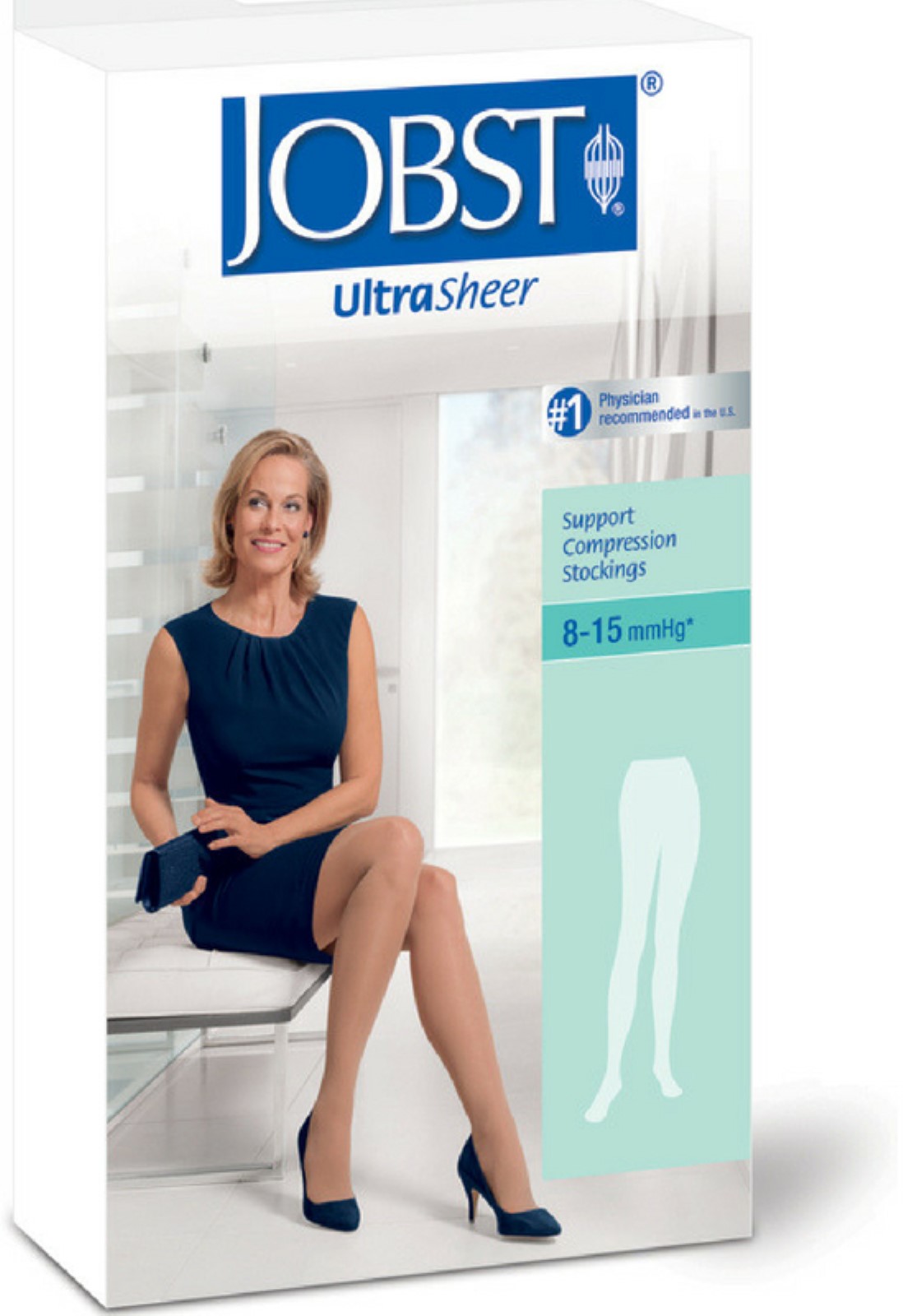 Jobst UltraSheer 8-15 MmHg Light Support Silky Beige Large Closed Toe Women UltraSheer Pantyhose - 117235