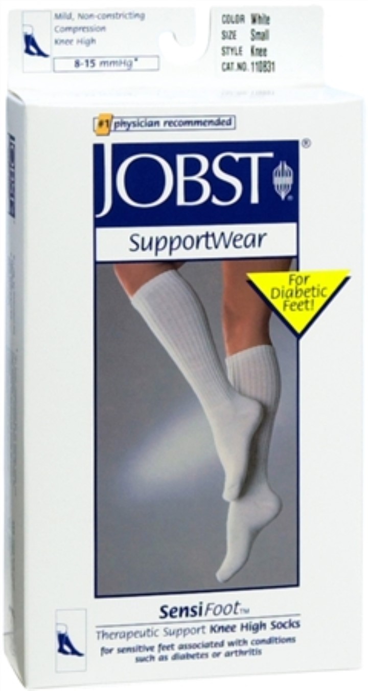 Diabetic Compression Socks JOBST Sensifoot Knee High Small White Closed Toe – 2 Pairs by Jobst Compression Stocking