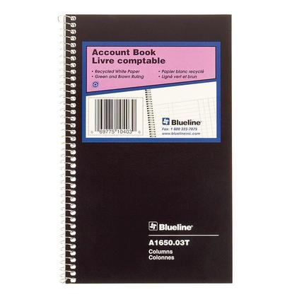 Blueline Livre De Comptes A1650, A1650-03T, 3 Colonnes