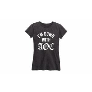 Women's Airwaves LLC Women's AOC & RBG Inspirational Tees Large (10-12) Heather Charcoal-Im Down with AOC Black