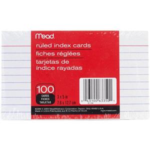 Mead Index Card Ruled 3x5 Inch 100 Sheet