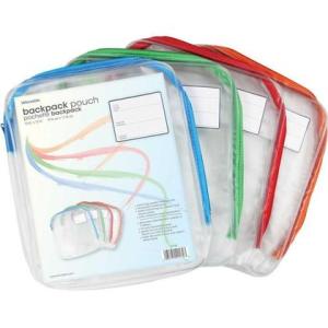 Winnable Pouch-Backpack, Clear With Coloured Zippers 10.63" X 12.38"