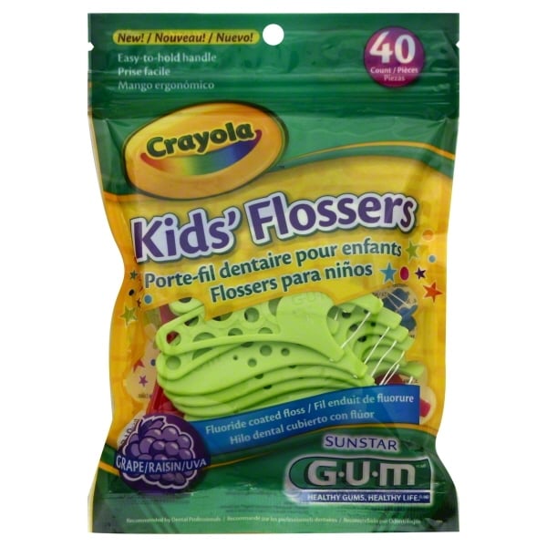 Fio Dental Infantil Com Haste Flosser Crayola Gum 40 Uni CTC Health