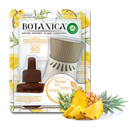 Botanica by Air Wick Plug in Scented Oil Starter Kit (Warmer + 1 Refill), Fresh Pineapple and Tunisian Rosemary Air Fresheners
