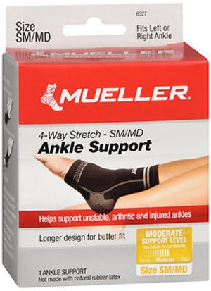 Mueller Sport Care 4-Way Stretch Ankle Support, Moderate Support, Model 6527 - Small/Medium 1.0 Ea