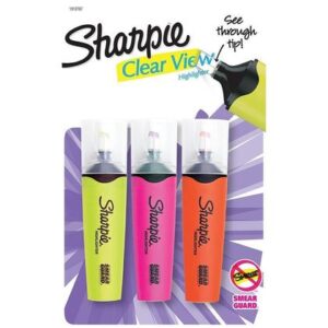 Sharpie Highlighter  Clear View Highlighter with See-Through Chisel Tip  Tank Highlighter  Assorted  3 Count