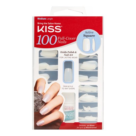 KISS 100 Full-Cover Nails Kit – 3.84 Oz Manicure and Pedicure