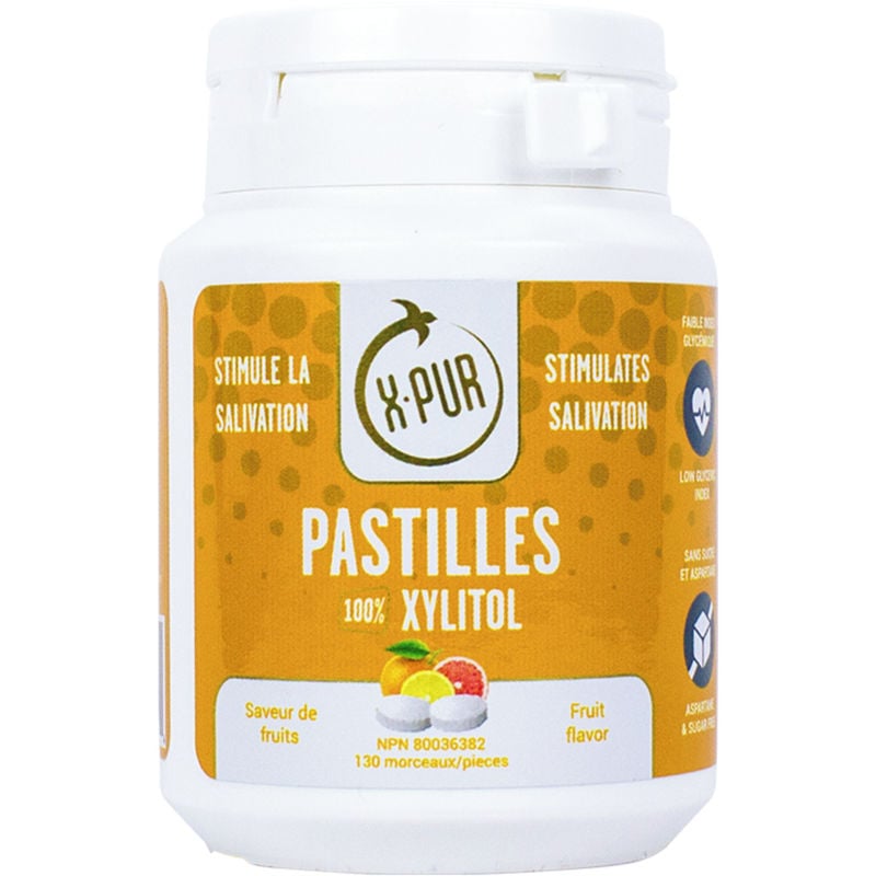 Xylitol X-PUR Pastilles 100% Xylitol Fruit Flavoured 130.0 Pieces Dental Pain and Dry Mouth Relief