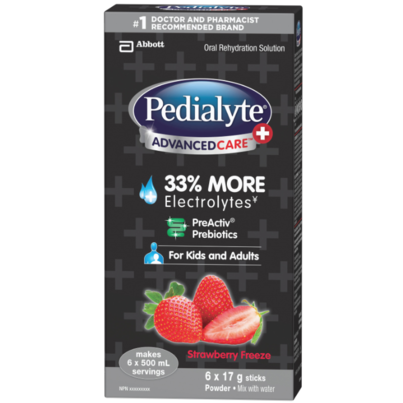 Pedialyte Pedialyte Advanced Care Plus Powder Strawberry Freeze 6x17g 102.0 G Rehydration