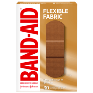 Band-Aid Flexible Fabric Adhesive Bandages, Light Brown Skin Tone (BR45), Assorted Sizes, 30ct 30.0 Count