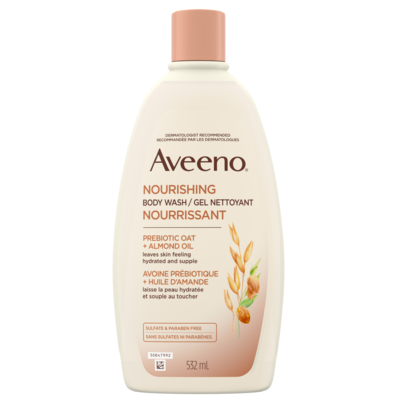 Aveeno Aveeno Body Wash Nourishing Almond Oil with Prebiotic Oat, for Moisturized, Supple Skin, 532mL 532.0 ML Hand And Body Soap