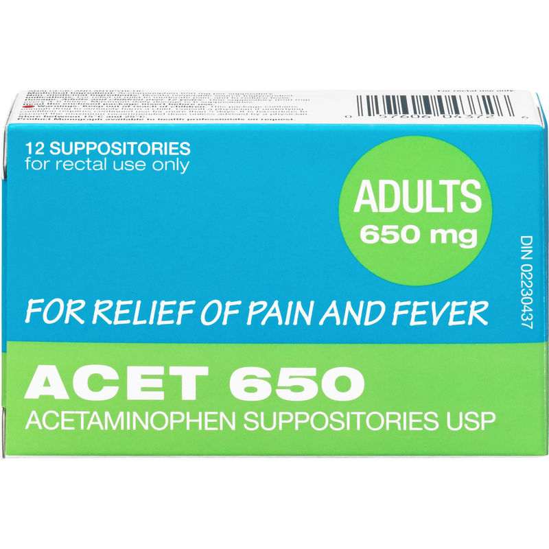 Acet ACET 650mg Suppositories 12.0 Ea Analgesics and Antipyretics