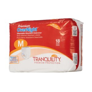 Tranquility Premium OverNight Disposable Absorbent Underwear, Medium 18.0 Count