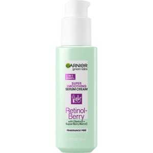 Garnier Green Labs Retinol-Berry Super Smoothing Hydrating Night 3-in-1 Serum Cream Moisturizer, 1.7 Oz