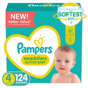 Pampers Swaddlers Active Baby Diapers  Size 4  124 Count