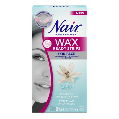 Nair Wax Ready-Strips for Face, Unscented for Sensitive Skin with White Lily 24.0 Count Hand And Body Care