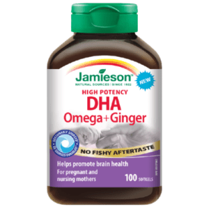 Jamieson High Potency DHA Omega + Ginger 100 Softgels