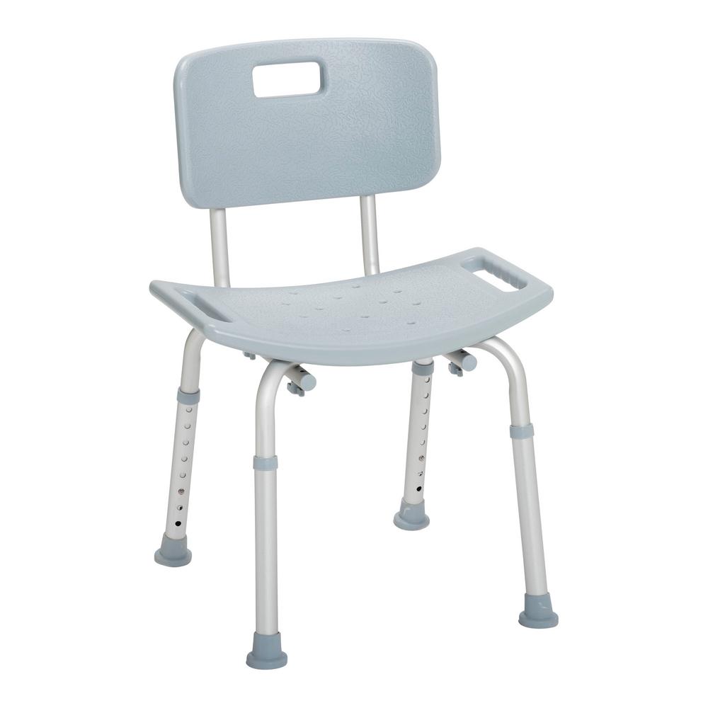 Drive Medical Grey Bathroom Safety Shower Tub Bench Chair with Back, Gray Bathroom Safety