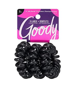 Goody Dentless Jelly Bands Elastic Thick Hair Coils - 3 Count, Black - Medium Hair to Thick Hair - Hair Accessories for Women and Girls