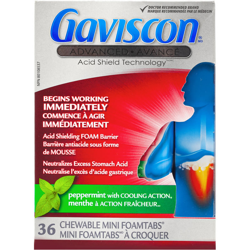 Gaviscon Gaviscon Advanced Chewable Mini Foamtabs Fruit Blend 36.0 Ea Antacids and Digestive Support