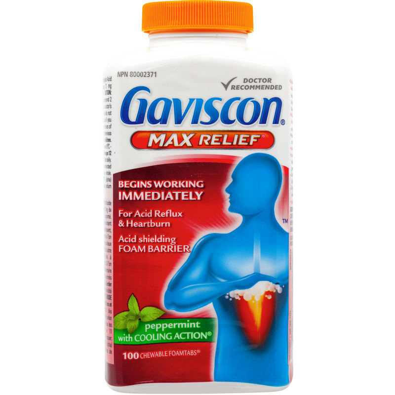 Gaviscon Gaviscon Max Relief Chewable Foamtabs Peppermint with Cooling Action 100.0 Ea Antacids and Digestive Support