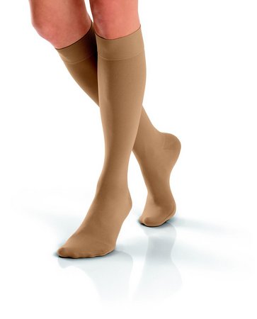 Jobst Opaque Women, Knee High Petite, 15-20mmhg, Large, Natural, Open Toe Compression Stocking