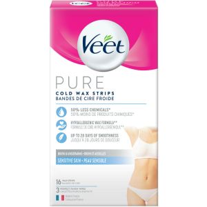 Veet VEET Pure, Wax Strips, Bikini & Underarm S, Sensitive Skin 16.0 Ea