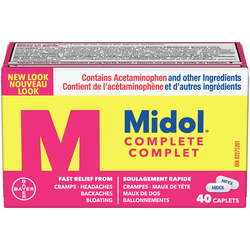 Midol Midol Complete, Fast Multi-Symptom Period Pain Relief from Cramps, Headache, Backaches and Bloating, 40 Caplets 40.0 Capsules