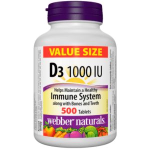 Webber Vitamin D3, 1000IU, Tablets Value Size 500.0 TAB