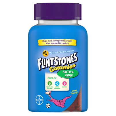 Flintstones Active Kids Multivitamin Gummies- Multivitamins for Kids, Kids Multivitamin Gummy with Vitamin D and Calcium, Free of Artific Vitamins And Minerals