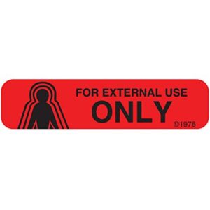 PHARMEX 1-11G Permanent Paper Label  for EXTERNAL USE  1 9/16 X 3/8  Red (500 per Roll  2 Rolls per Box)
