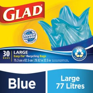 Glad Blue Recycling Bags - Large 90 Litres - 30 Trash Bags