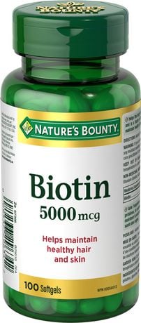 Natures Bounty Biotin Pills, Helps Maintain Healthy Hair and Skin, 5000mcg 100.0 Count