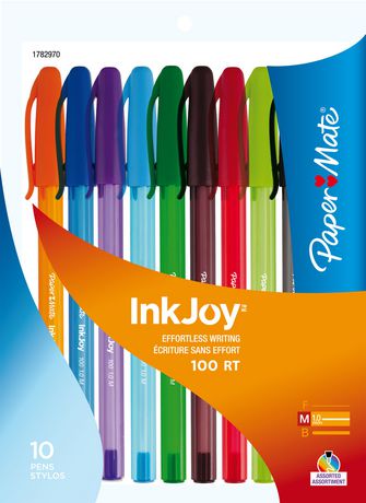 Paper Mate Inkjoy Pen Ballpoint Stick, Medium-1.0Mm, 10Pk, Assorted Fashion Coloured Inks Assorted