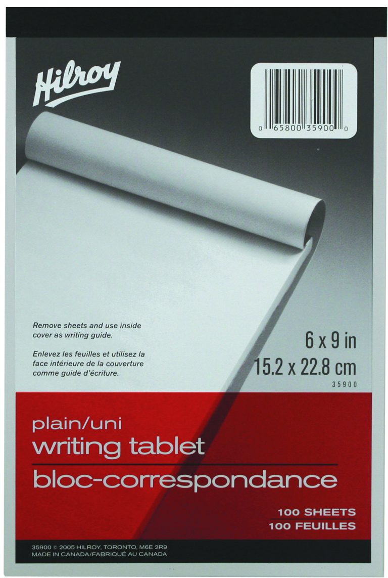 Hilroy Social Stationery Writing Tablet, Plain/Unruled, 6 X 9-Inch, 100 Sheets