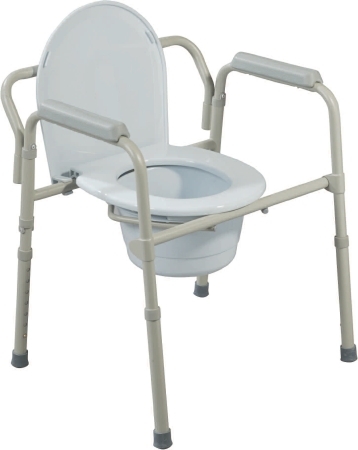 Commode with Fixed Arms, Steel, Adj Height, 1 Ea Bathroom Safety