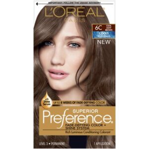 L'Oreal Paris Superior Preference Fade-Defying Hair Color, 6C Cool Light Brown
