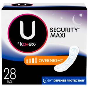 U by Kotex Security Maxi Pads, Overnight, Unscented, 28 Count - 28 Ct