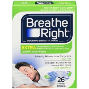 Breathe Right Nasal Strips Extra Clear 26 Clear Strips 26.0 Count