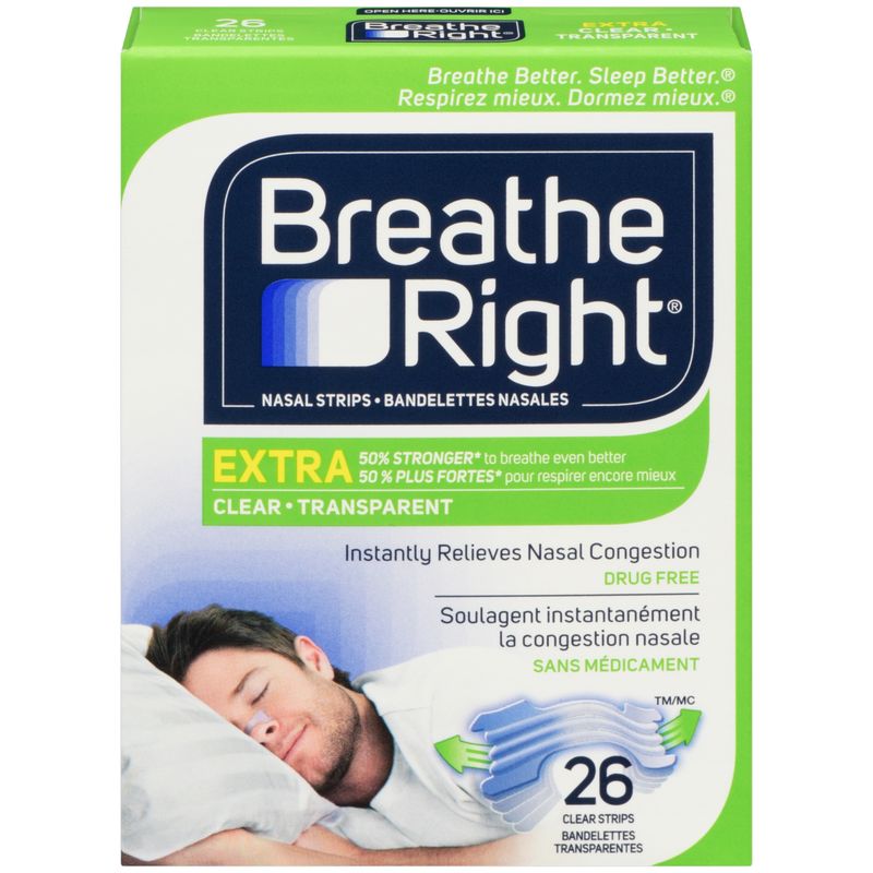 Breathe Right Nasal Strips Extra Clear 26 Clear Strips 26.0 Count Nasal Rinses, Sprays and Strips