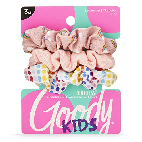 Goody Ouchless Hair Scrunchie - 3 Count, Rainbow & Peach- Help Keep Hairs in Place - Hair Accessories to Style with Ease and Keep Your Hair Secured -